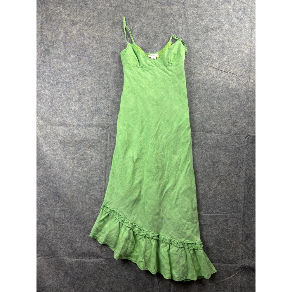 Banana Republic Women Size 0 Green Linen Asymmetrical Maxi Dress Fairy‎ Boho